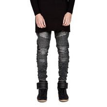 Load image into Gallery viewer, SFIT 2019 Streetwear Mens Ripped Biker Jeans Homme Men's Motorcycle Slim Black White Blue Moto Denim Joggers skinny jeans men