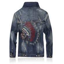 Load image into Gallery viewer, Indian Feather Headdress Embroidery Jeans Jacket Men 2018 New Fashion Hip Hop Veste En Jean YiRuiSen Brand Clothing