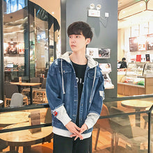 Load image into Gallery viewer, Autumn Denim Jacket Mens Fashion Hip Hop Street Hooded Jacket Cowboy Pull Homme Veste En Jean Jaqueta Jeans Autumn Denim Jacket