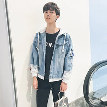 Load image into Gallery viewer, Autumn Denim Jacket Mens Fashion Hip Hop Street Hooded Jacket Cowboy Pull Homme Veste En Jean Jaqueta Jeans Autumn Denim Jacket