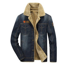 Load image into Gallery viewer, 2019 Afs Jeep Brand Thick Warm Winter Fleece Jackets for Men Denim Jacket Fashion Mens Jeans Jacket Outwear;veste en jean homme